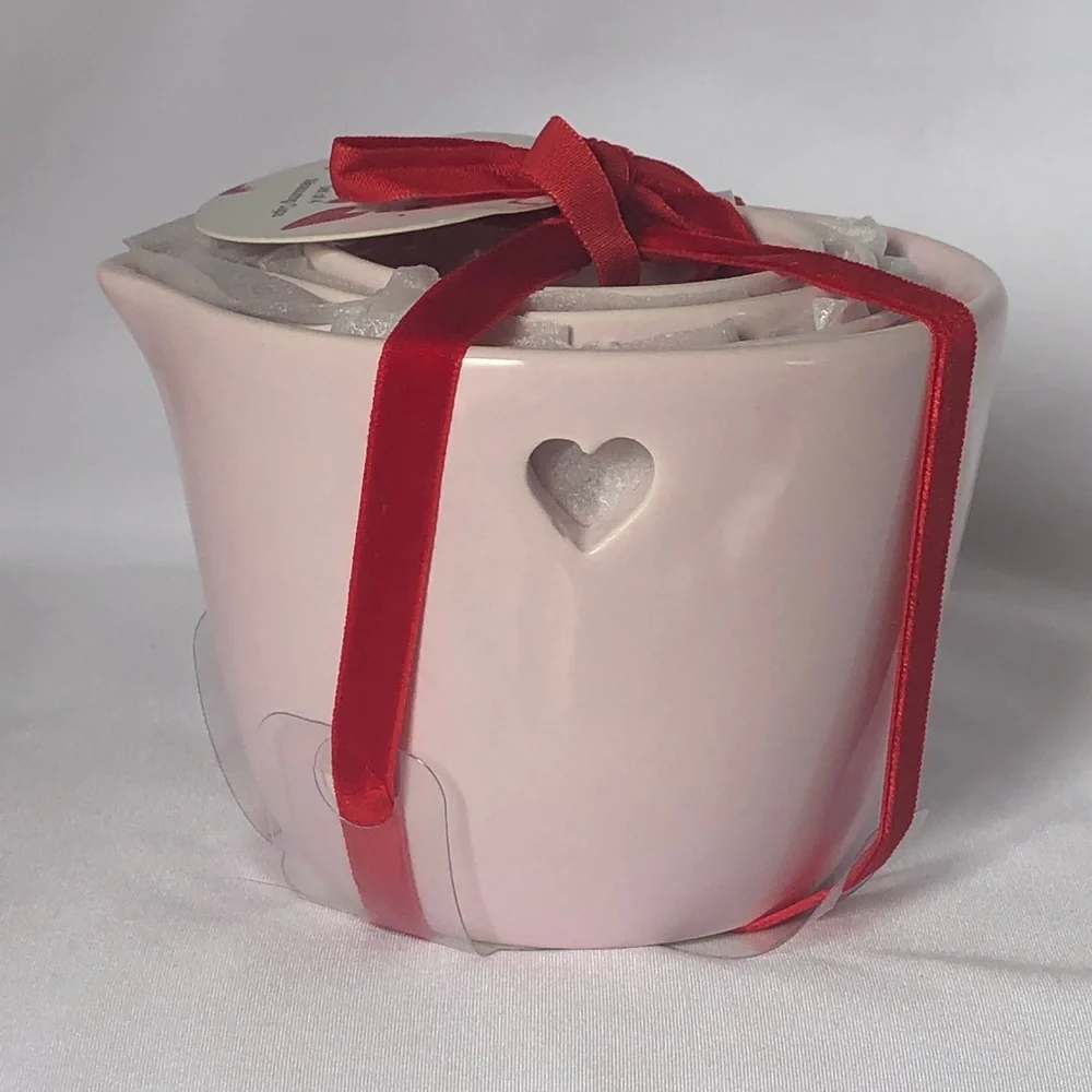 NWT Rae Dunn Set of 4 Pink w/ cutout heart Valentine's Day Measuring Cups